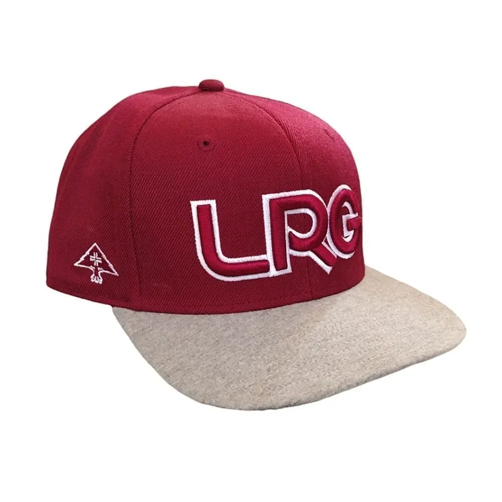 LRG Lifted Research Group Maroon Grey Wool Blend Snapback Hat NWOT